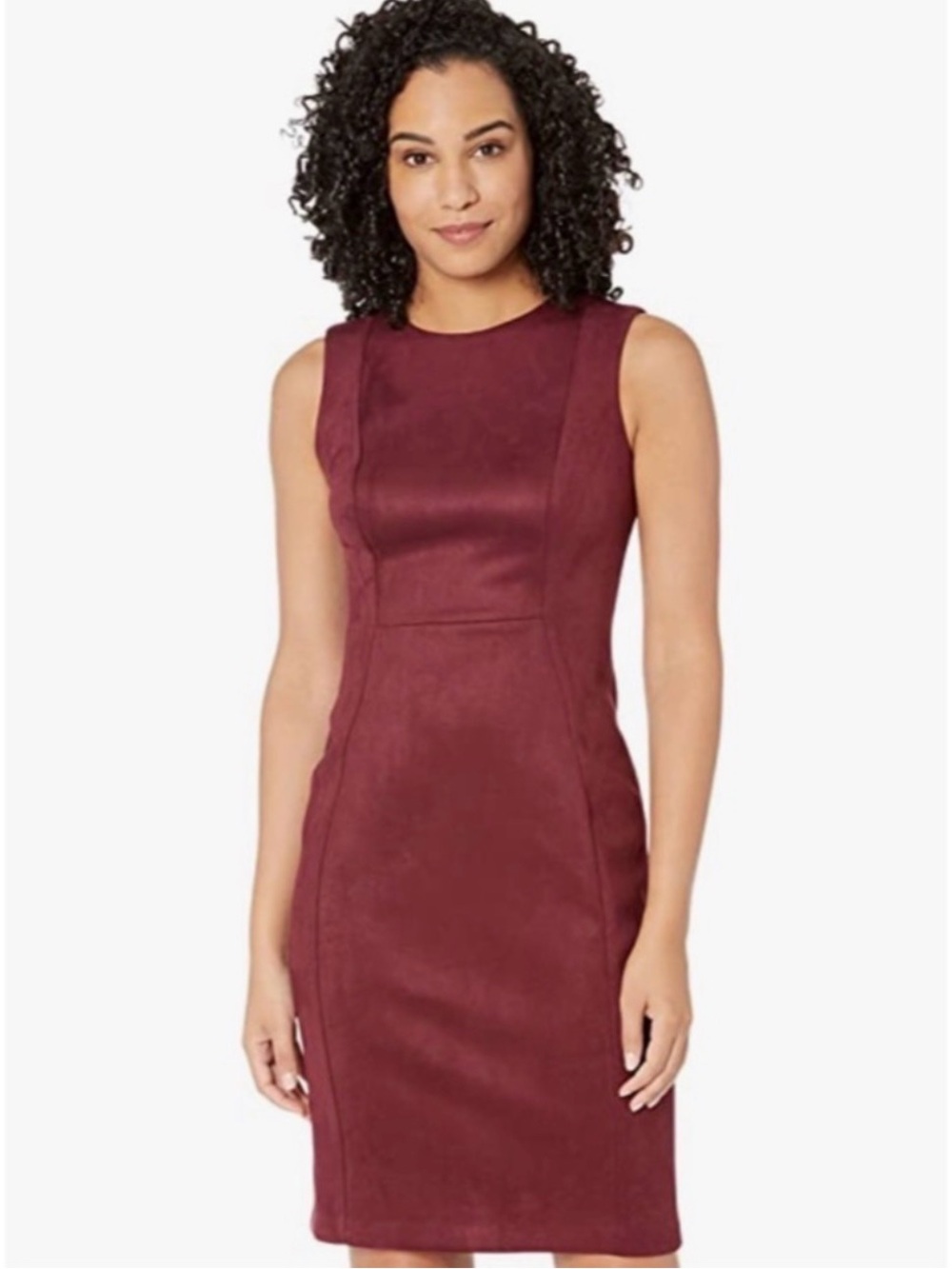 Sleeveless Suede Sheath Dress - Picture 2 of 8